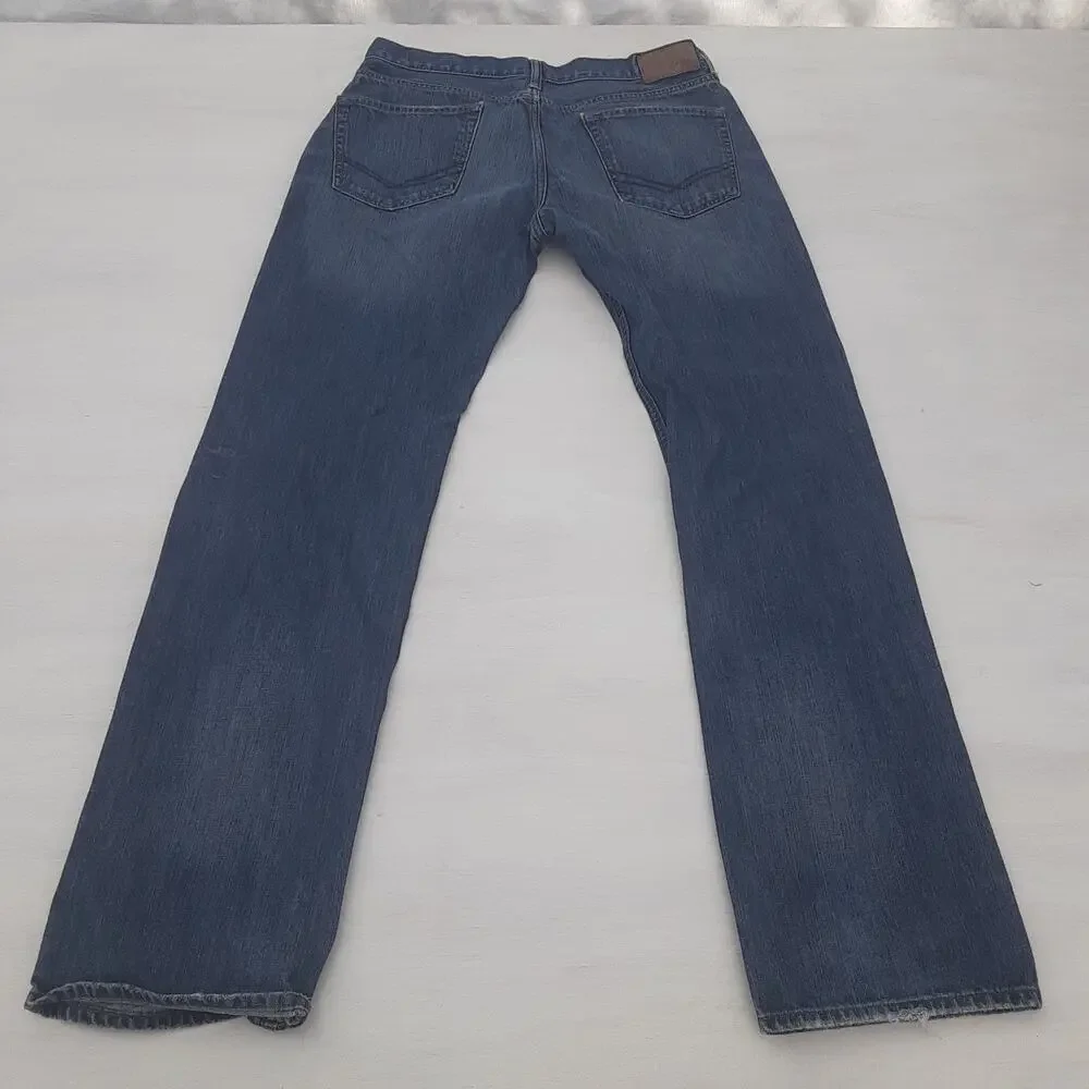 Bullhead Jeans Mens 32x34 Blue Denim Rincon Straight Whisker Distressed